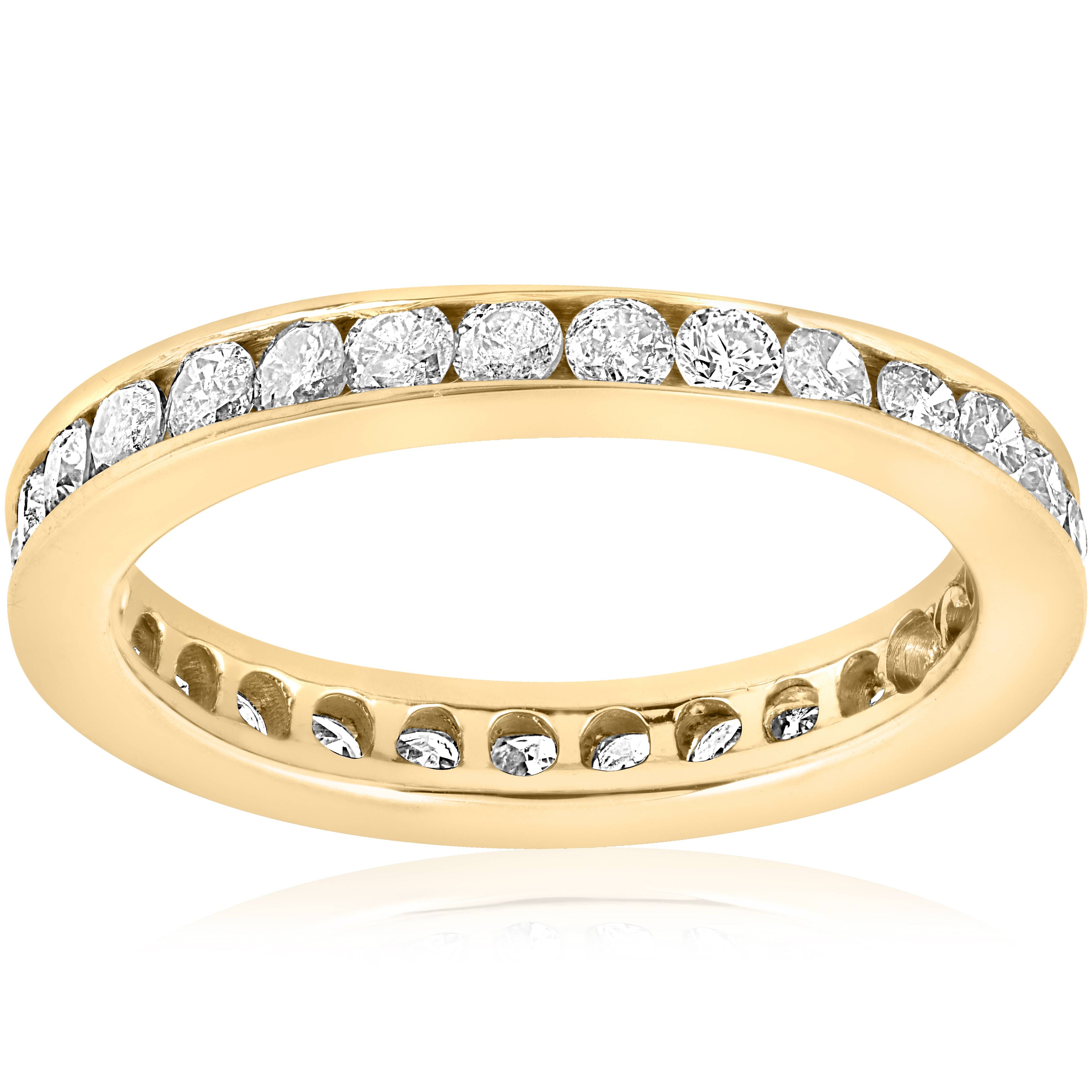 1ct Diamond Wedding Eternity Stackable 14K Yellow Gold Ring Channel Set Size Selectable