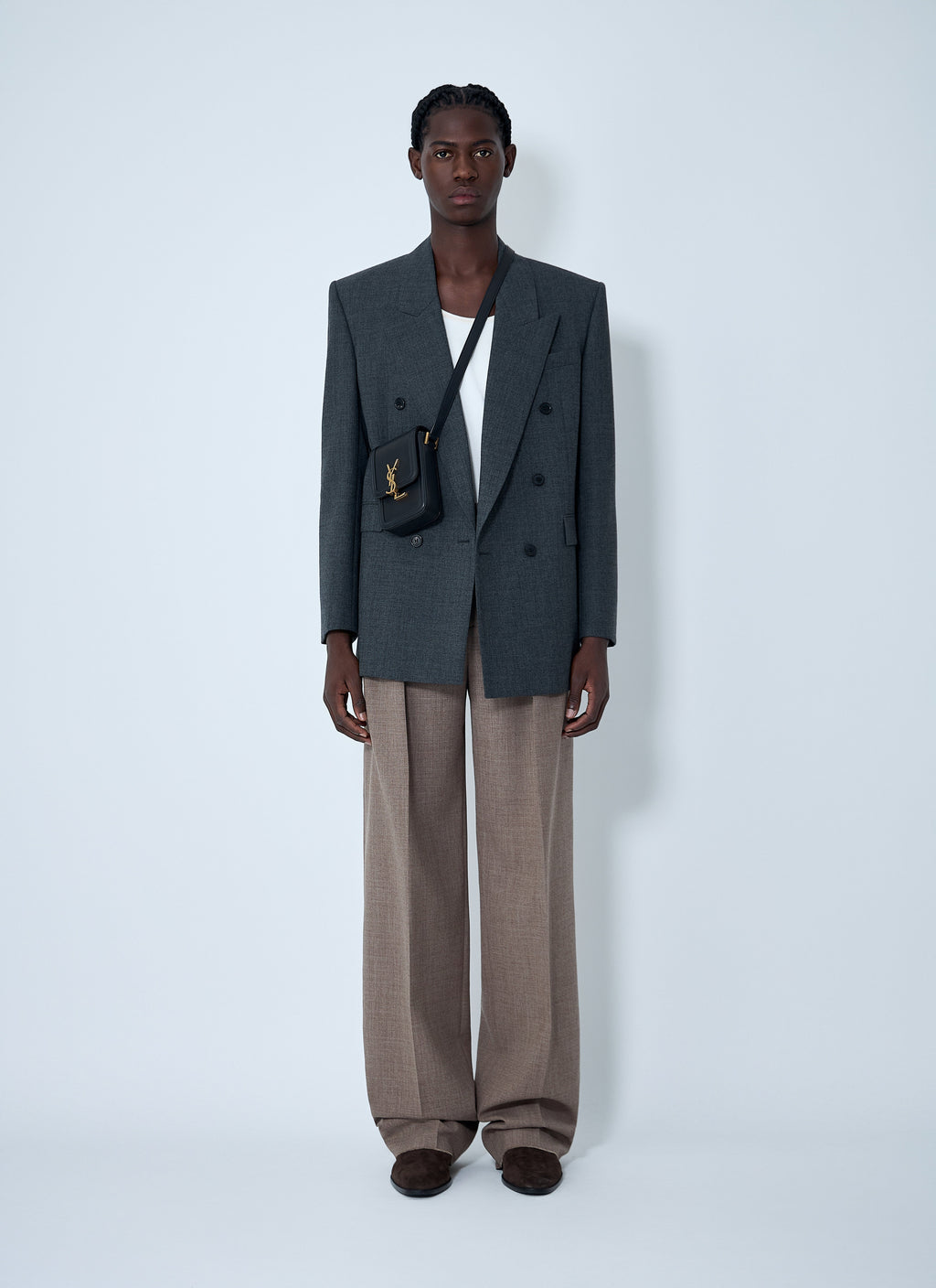 Saint Laurent Men Double-Breasted Wool Blazer