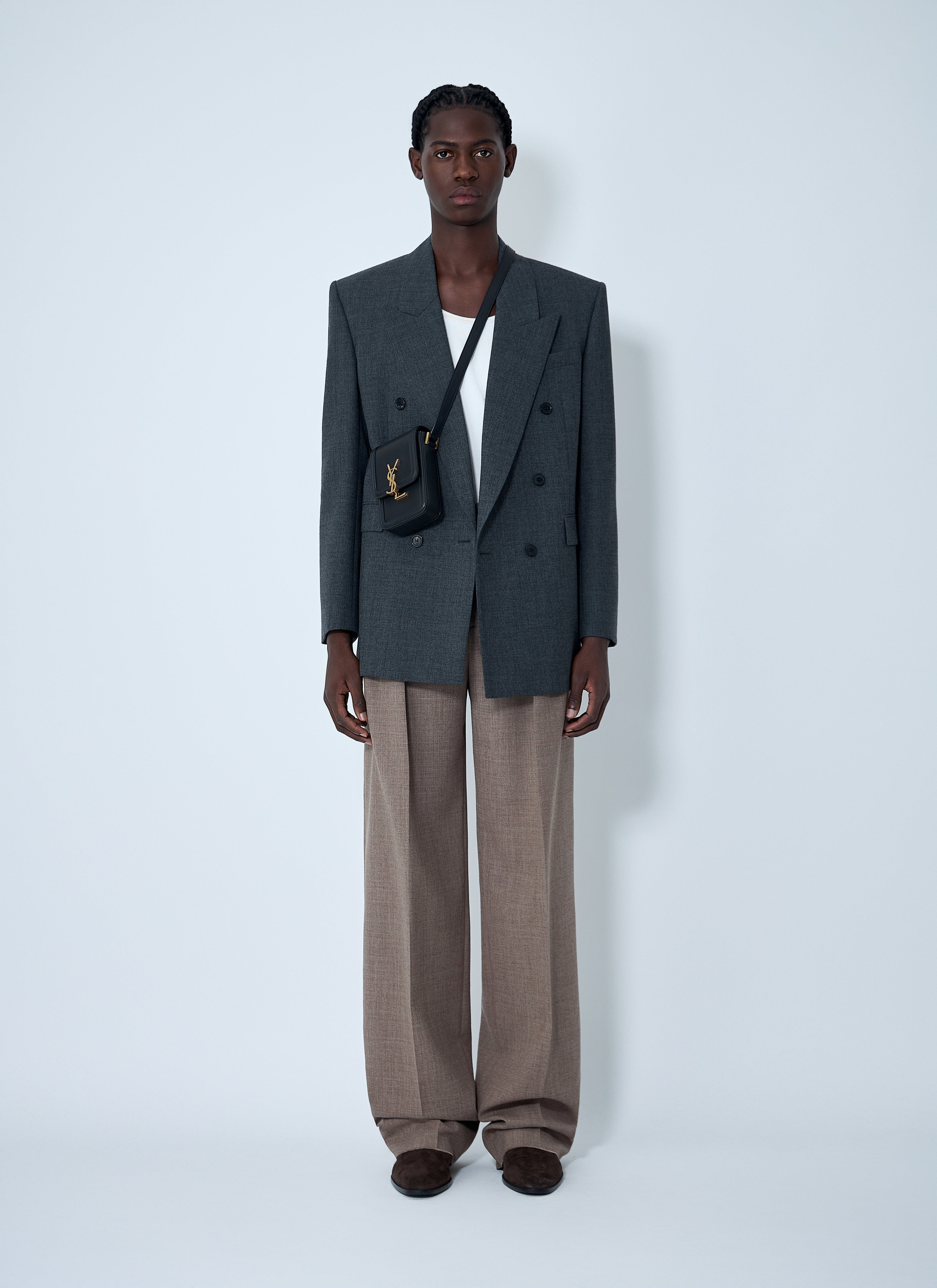 Saint Laurent Men Double-Breasted Wool Blazer