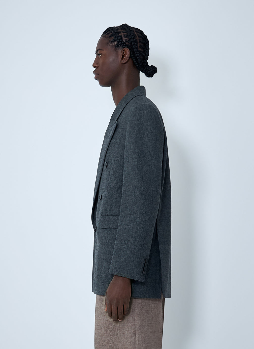 Saint Laurent Men Double-Breasted Wool Blazer