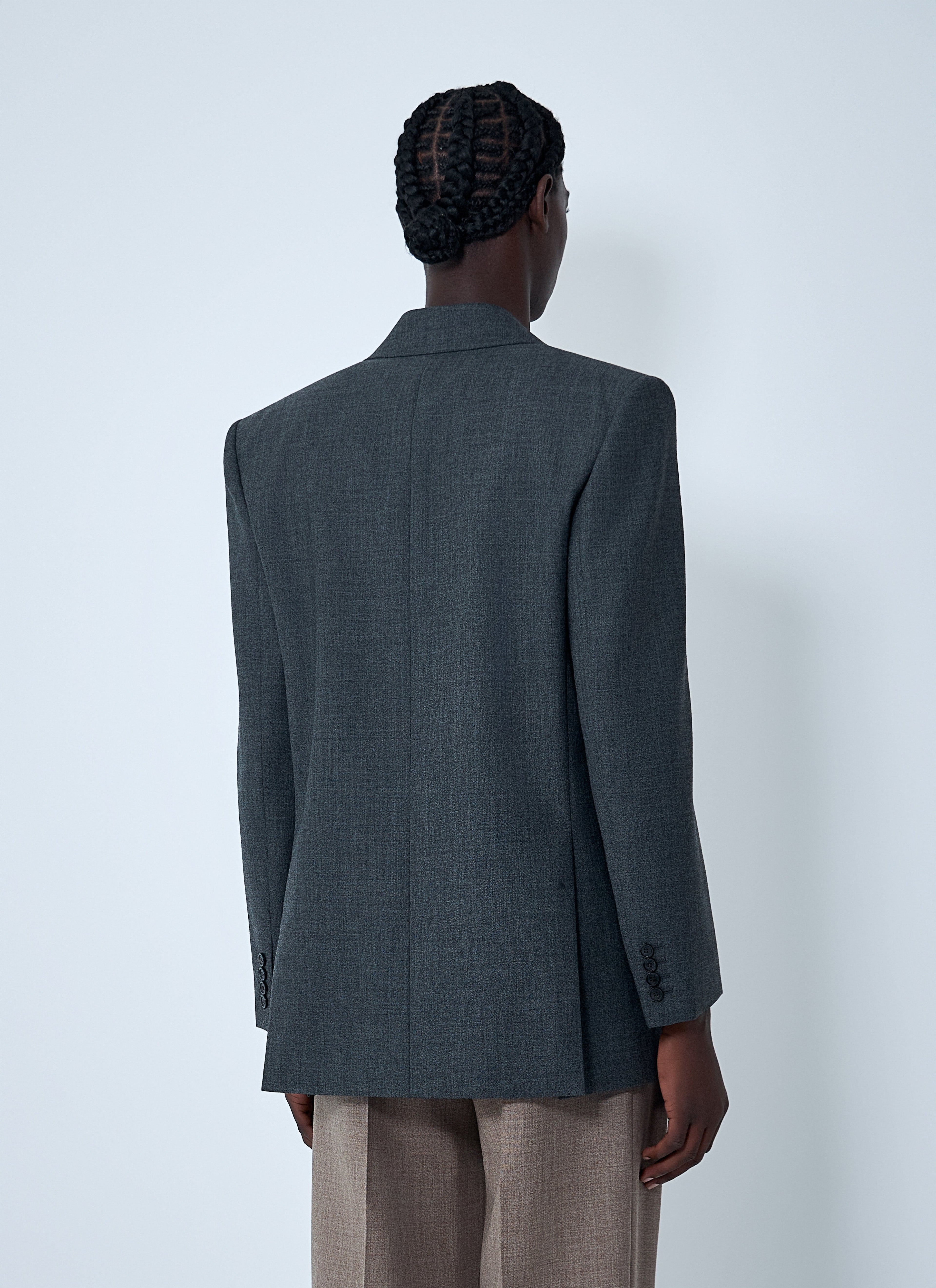 Saint Laurent Men Double-Breasted Wool Blazer