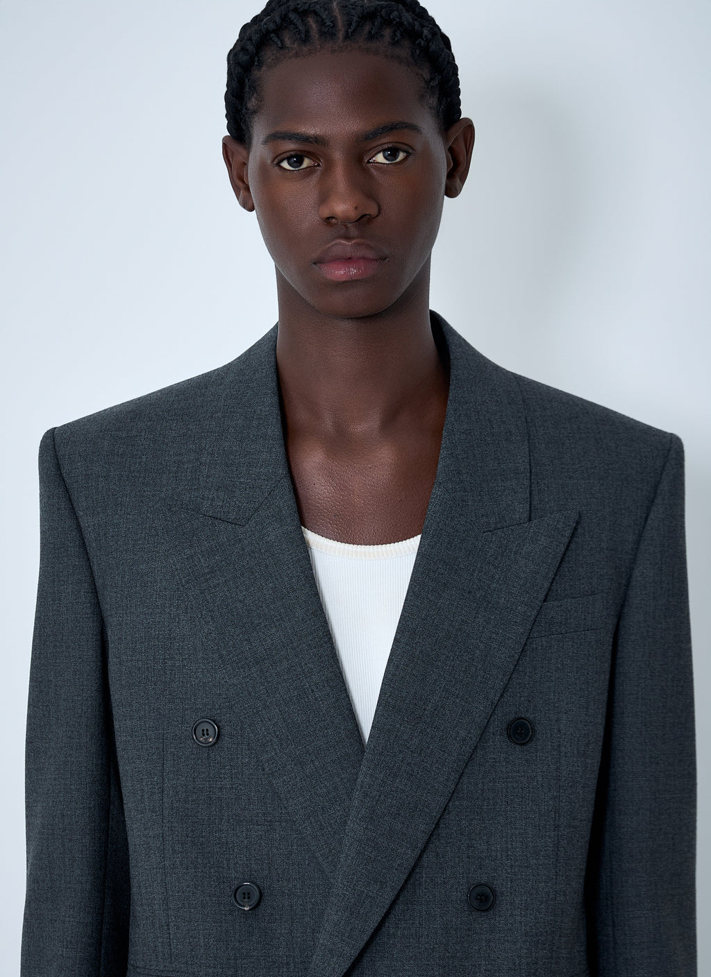 Saint Laurent Men Double-Breasted Wool Blazer