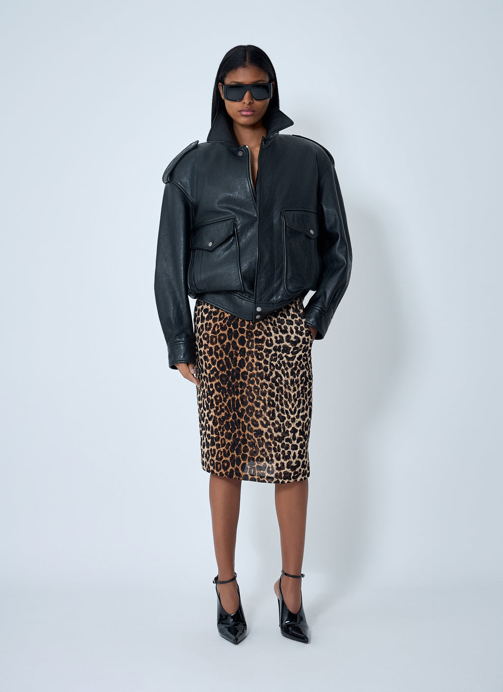 Saint Laurent Women Grained Leather Jacket