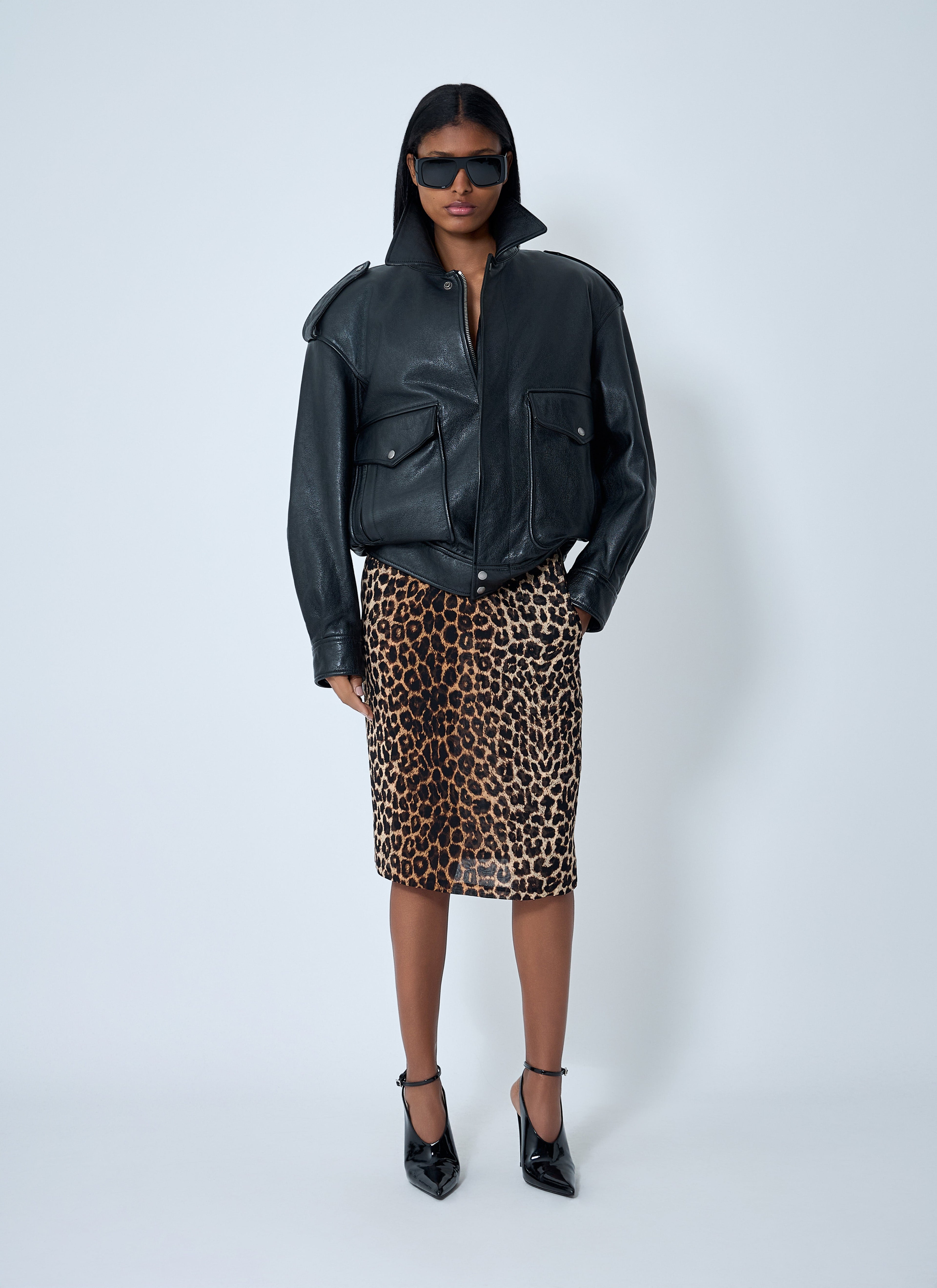Saint Laurent Women Grained Leather Jacket