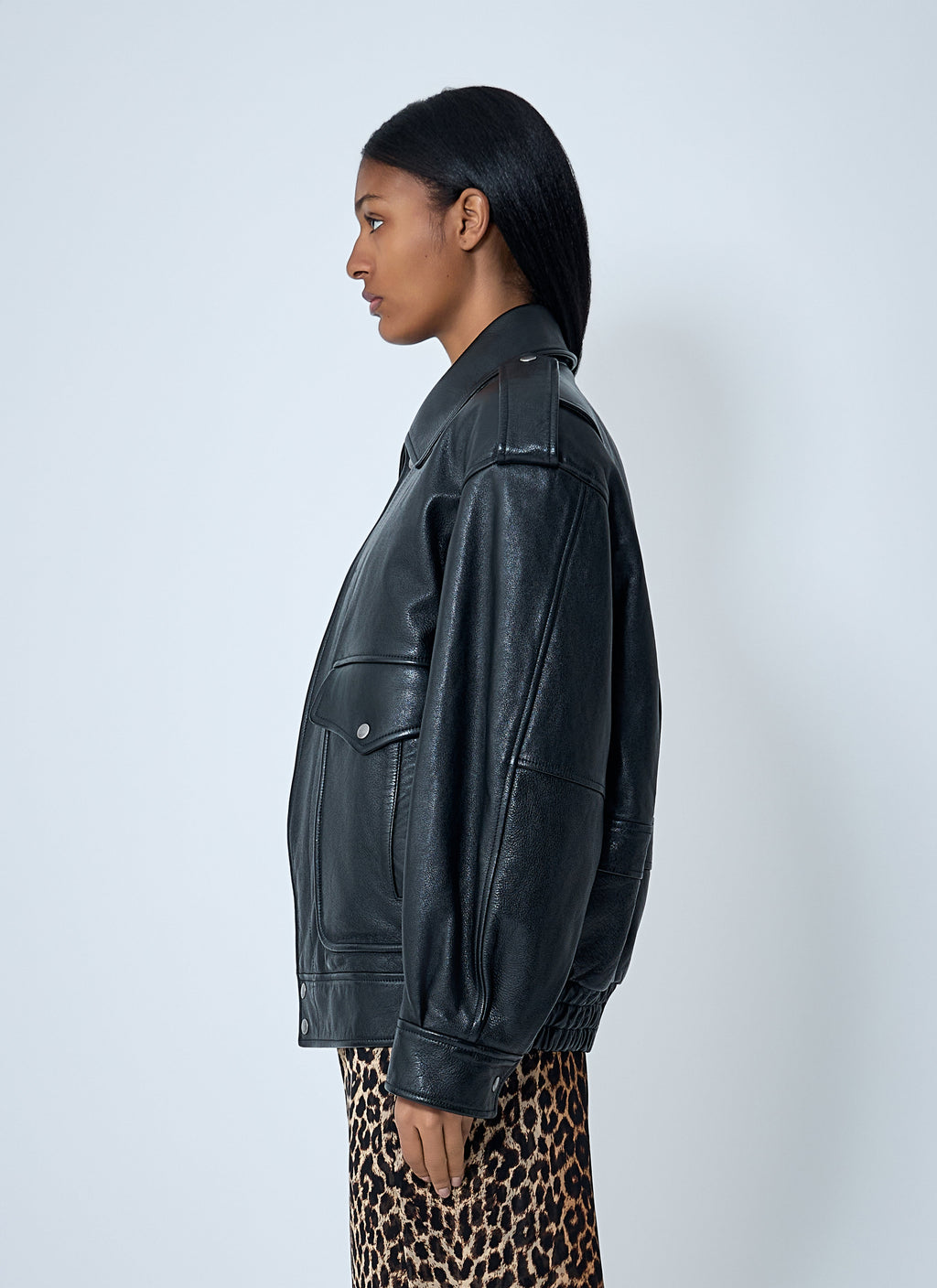 Saint Laurent Women Grained Leather Jacket