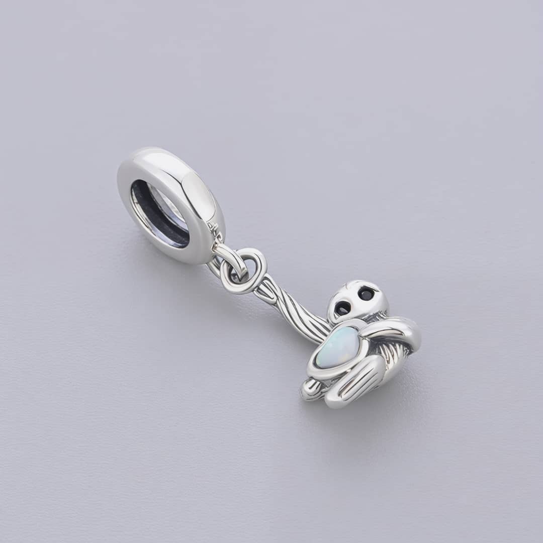 Sloth Hanging with Heart Stone Dangle Charm