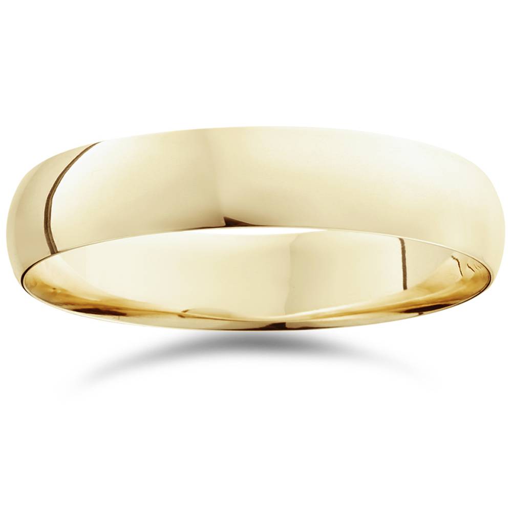 5mm Dome High Polished Wedding Plain Band 10K Yellow Gold Ring Size Selectable