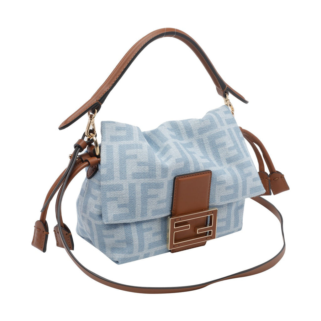 Fendi Women Small Mamma Baguette Denim Mini Bag