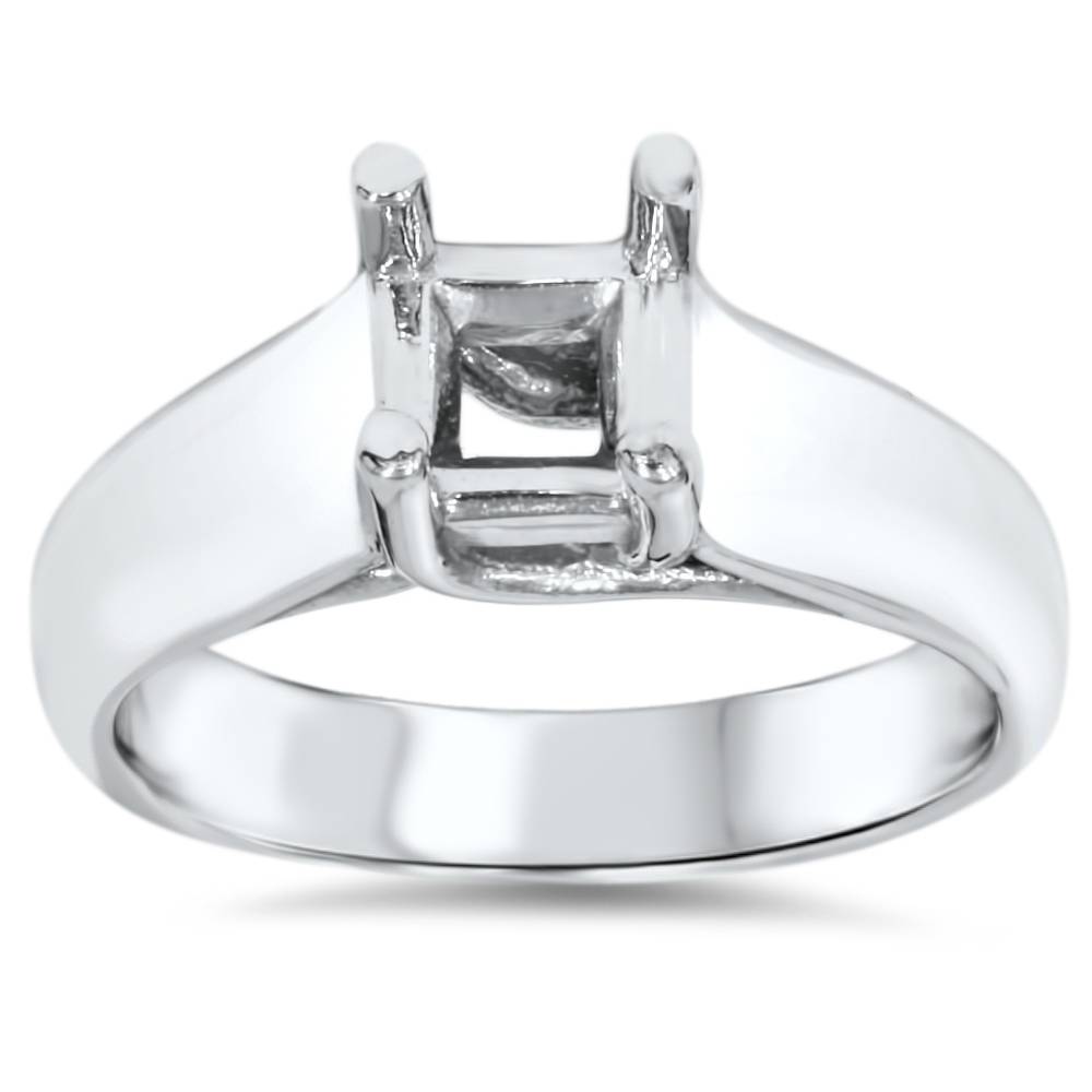 Solitaire Cathedral Ring 14K White Gold Size Selectable