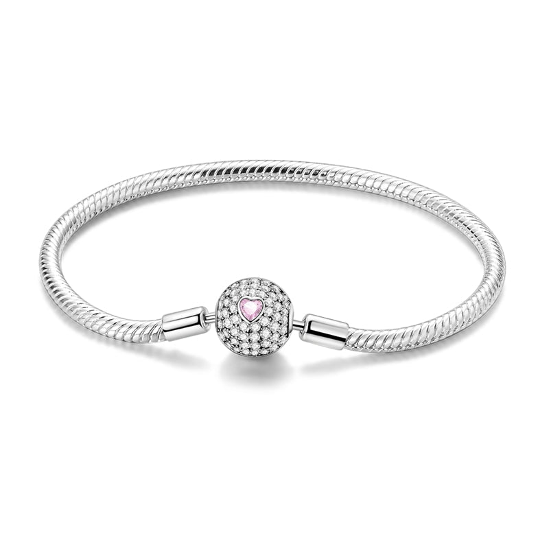 Sparkling Pink Heart Charm Bracelet