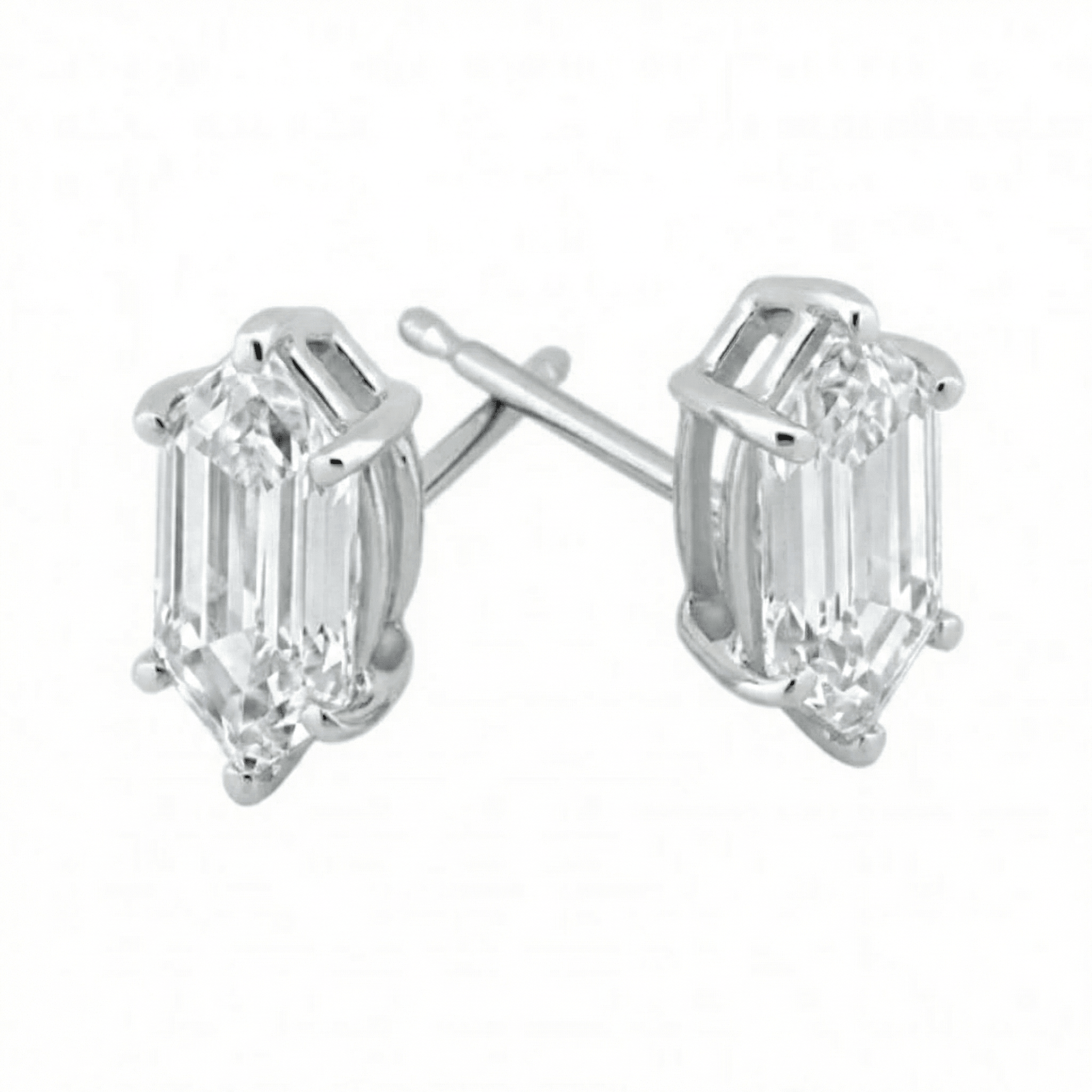 Certified 1Ct TW Long Hexagon Diamond Studs 14k White Gold Earrings Lab Grown