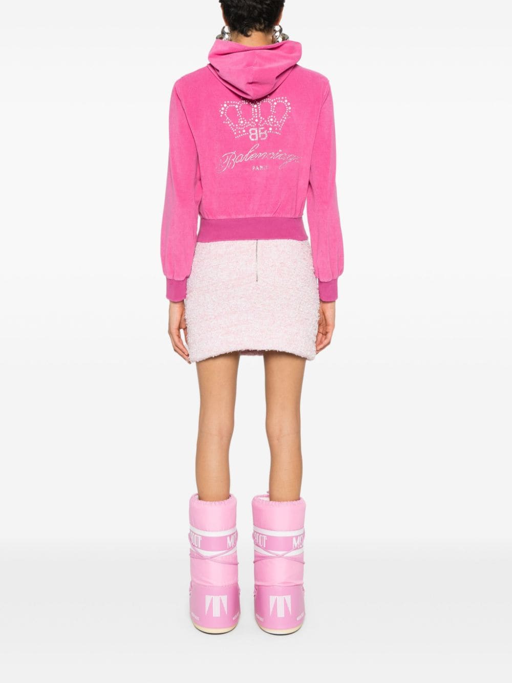 Balenciaga Women Velvet Zipped Hoodie
