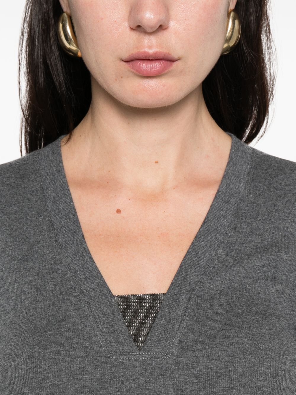 Brunello Cucinelli Women Cotton V-Necked Sweater