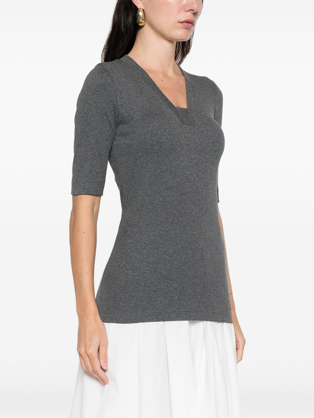 Brunello Cucinelli Women Cotton V-Necked Sweater