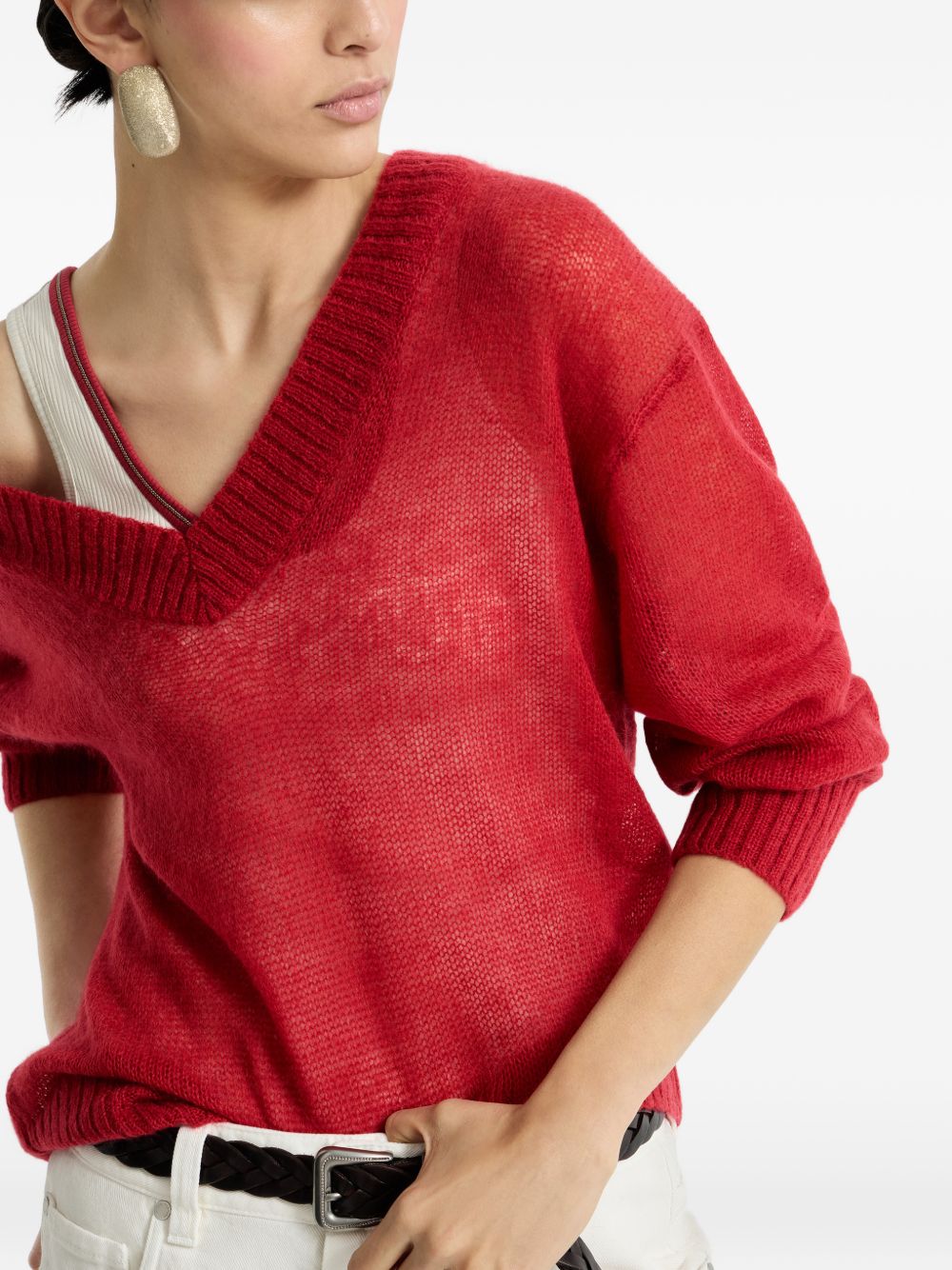 Brunello Cucinelli Women Wool V-Necked Jumper