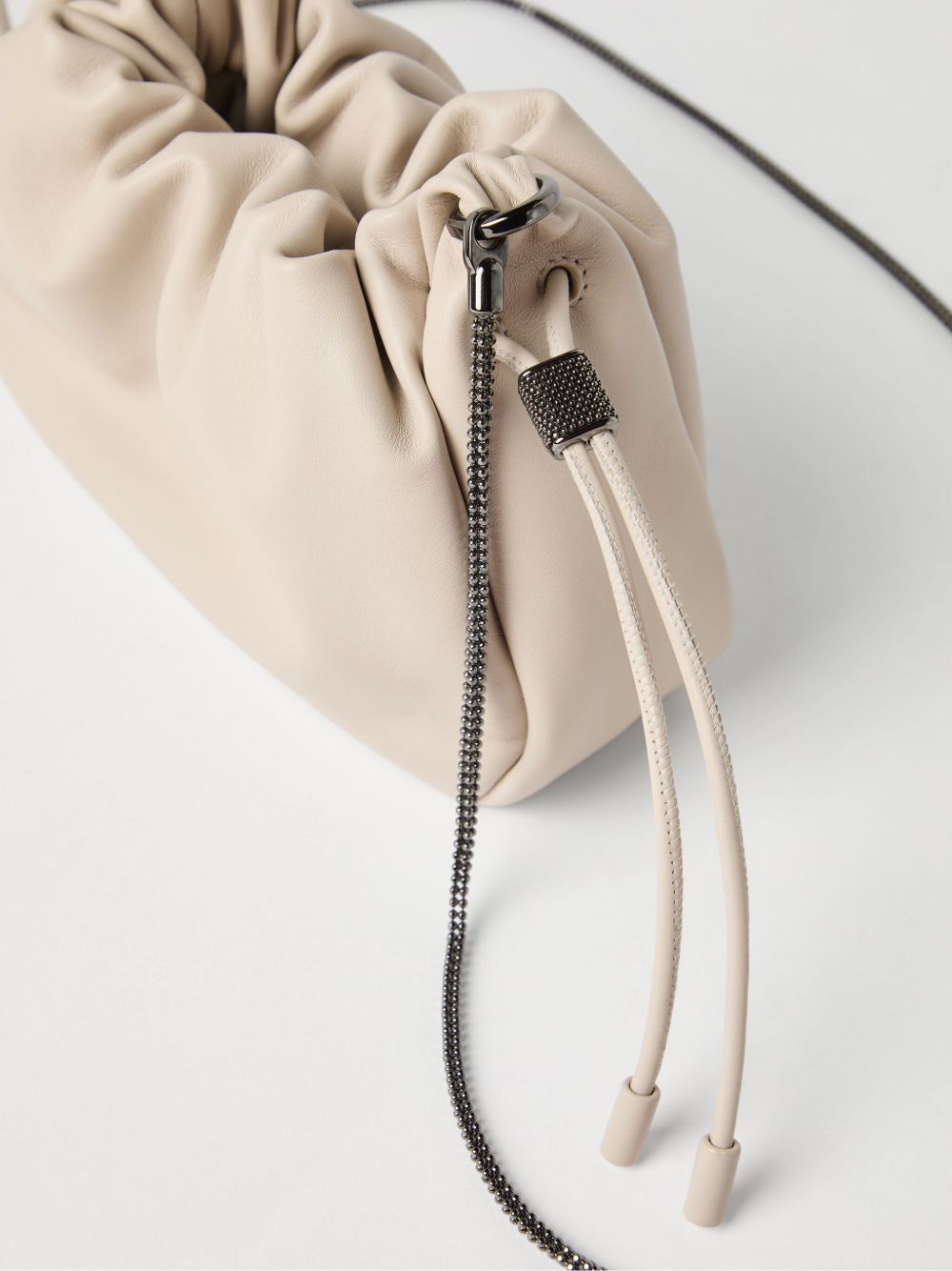 Brunello Cucinelli Women Mellow Mini Leather Bucket Bag