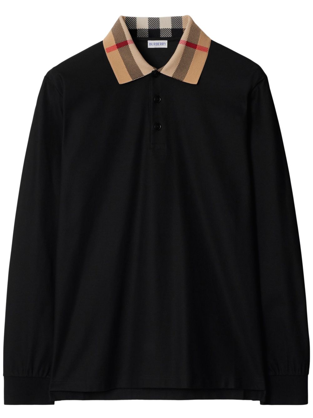 Burberry Men Check Collar Cotton Polo Shirt
