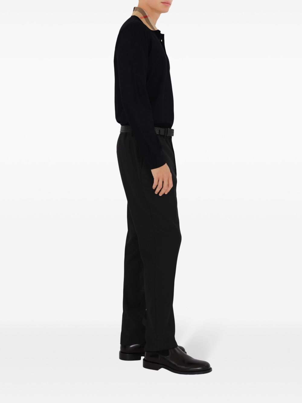 Burberry Men Check Collar Cotton Polo Shirt