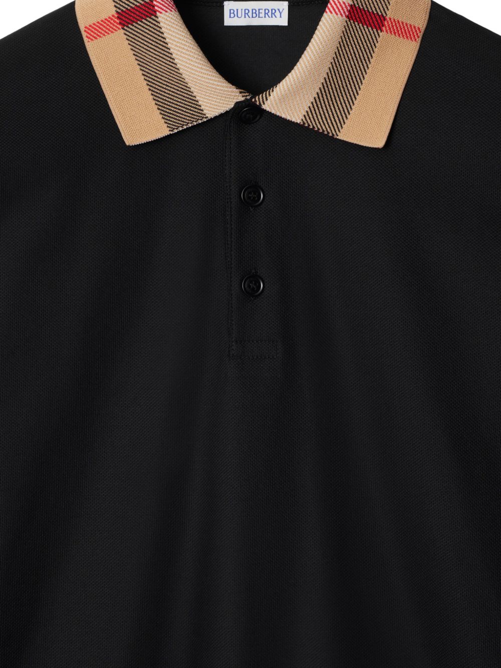 Burberry Men Check Collar Cotton Polo Shirt