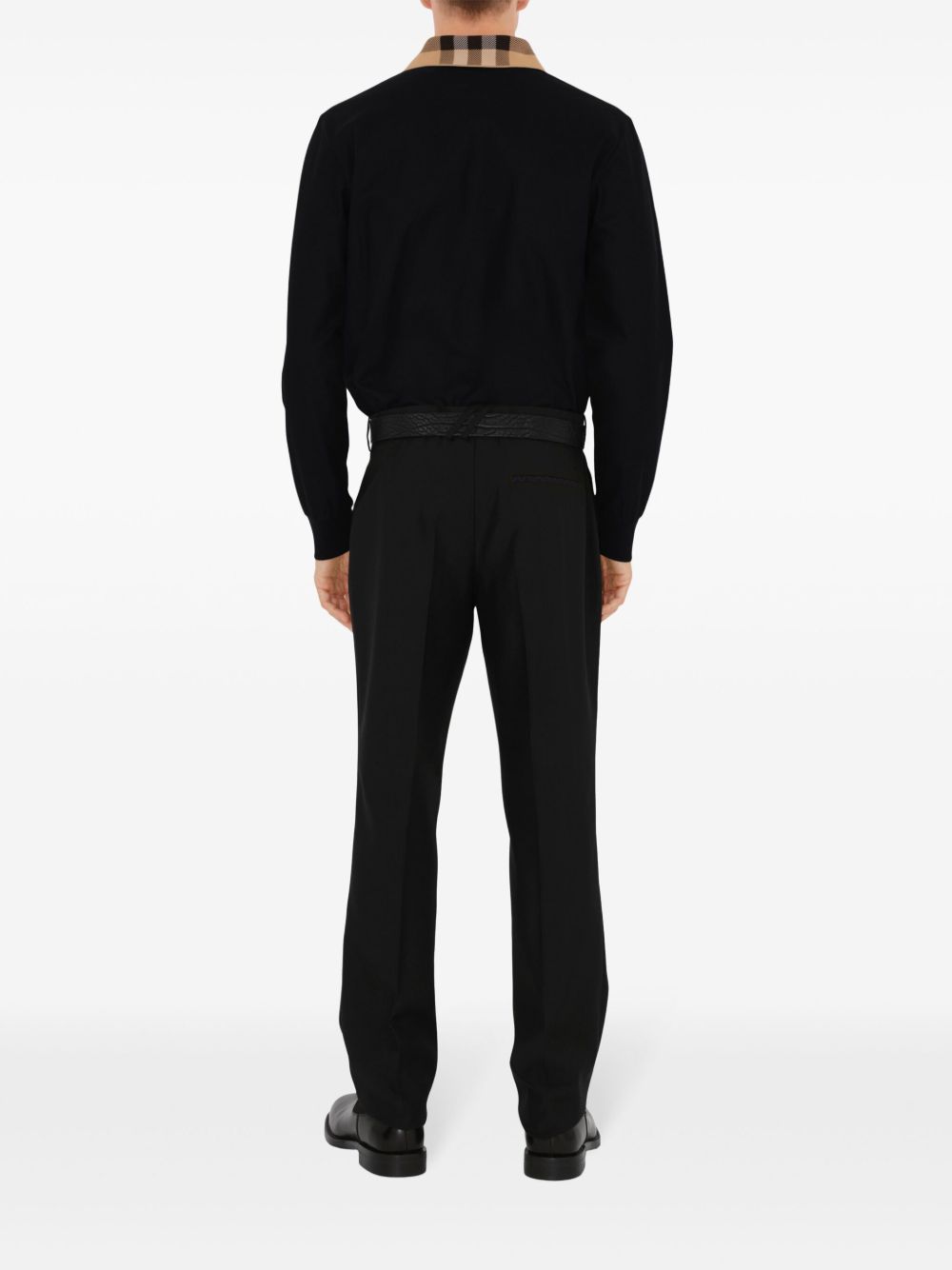 Burberry Men Check Collar Cotton Polo Shirt