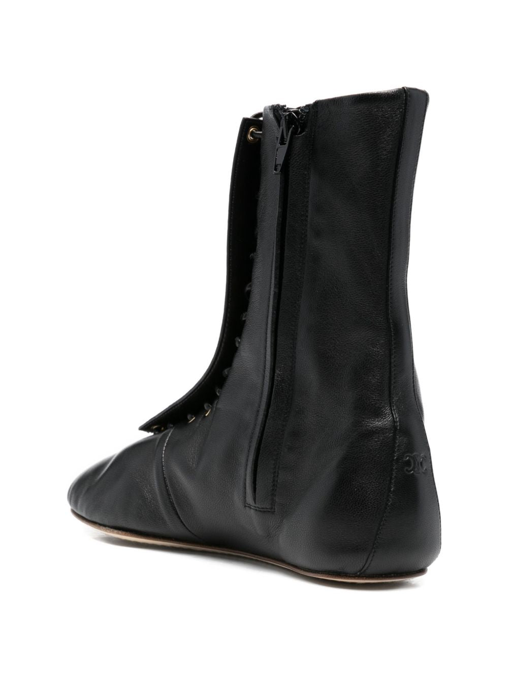 Celine Women Leather Lace-Up Boots