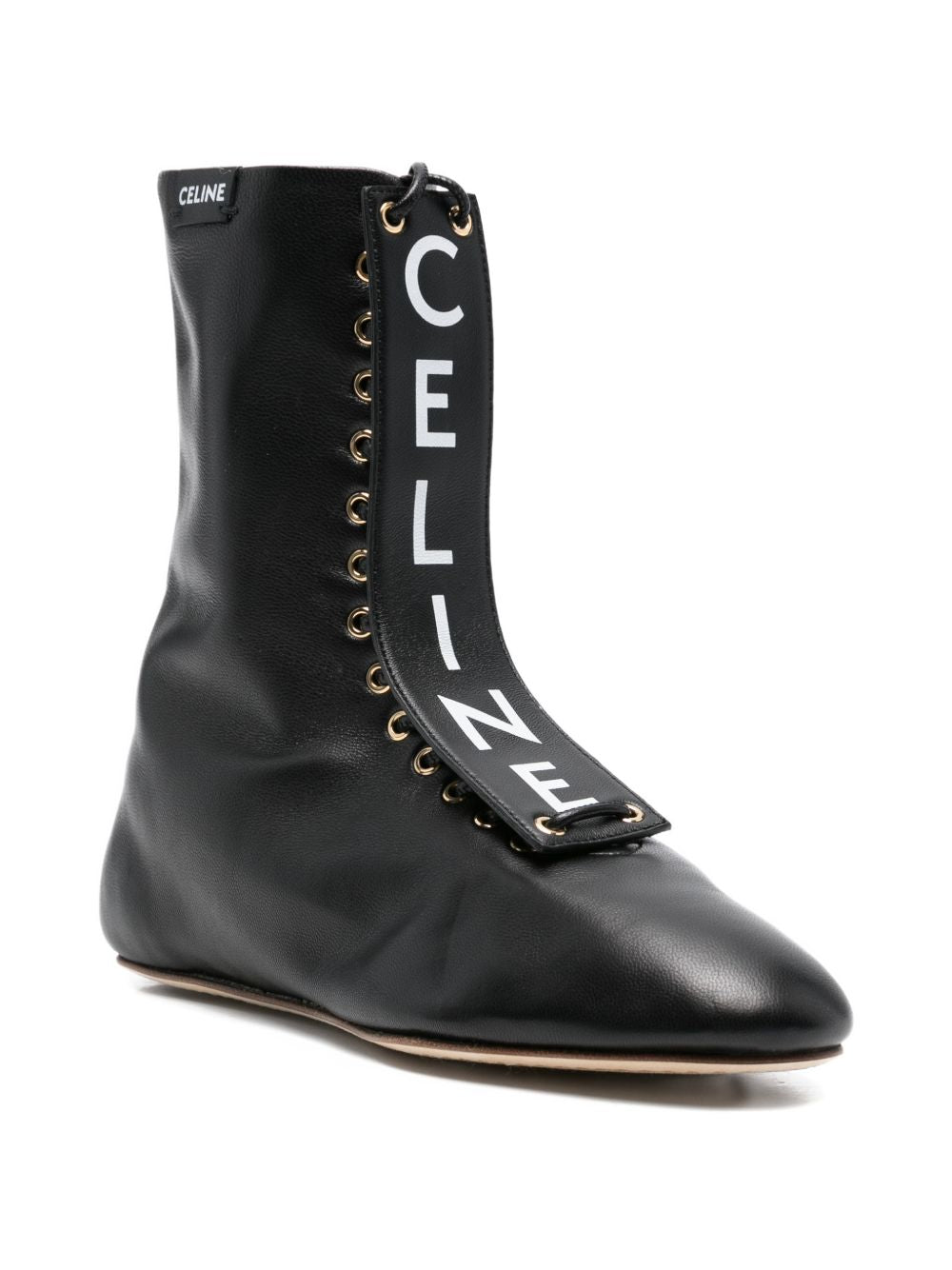 Celine Women Leather Lace-Up Boots