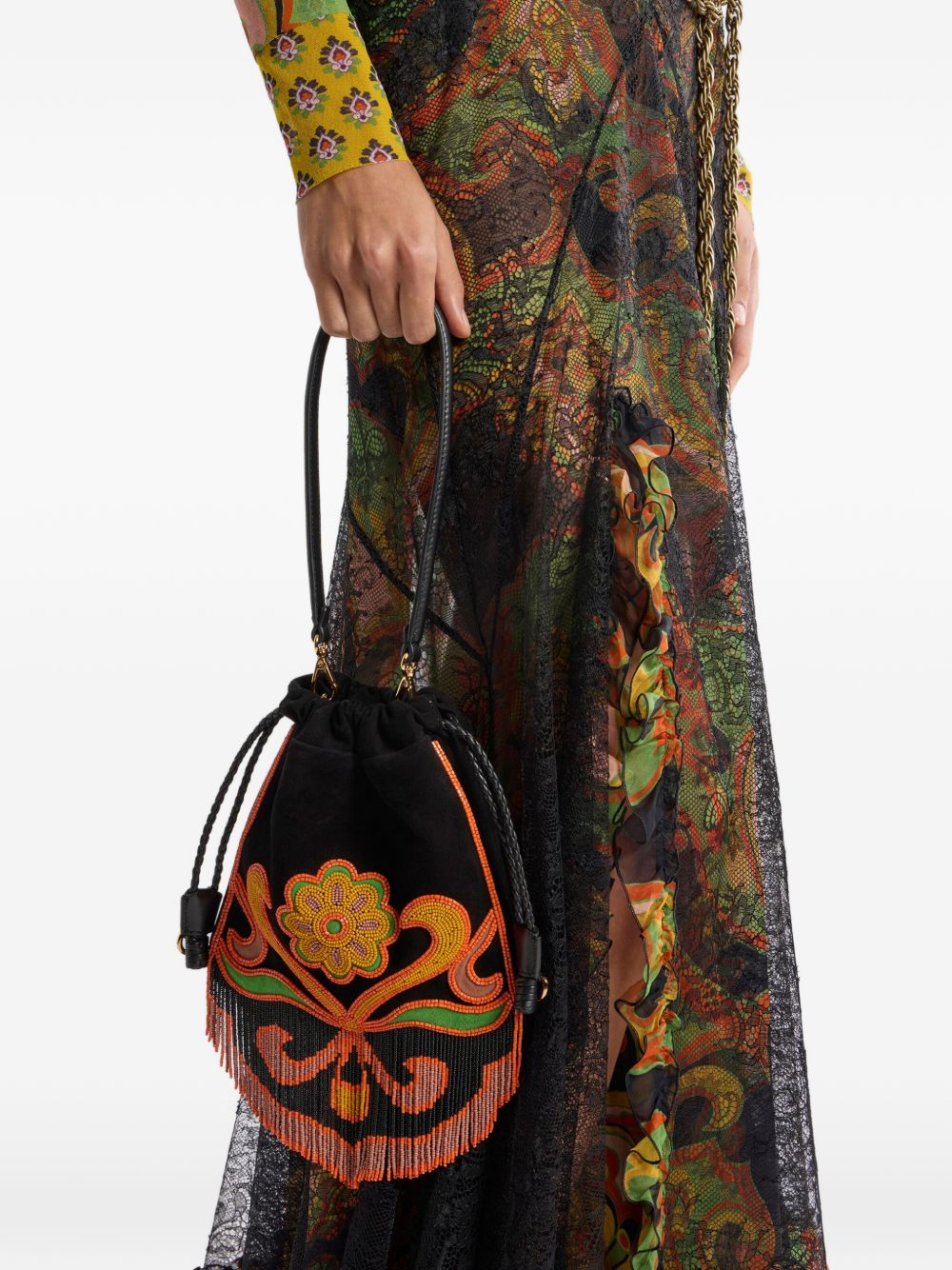 Etro Women Suede Leather Bucket Bag
