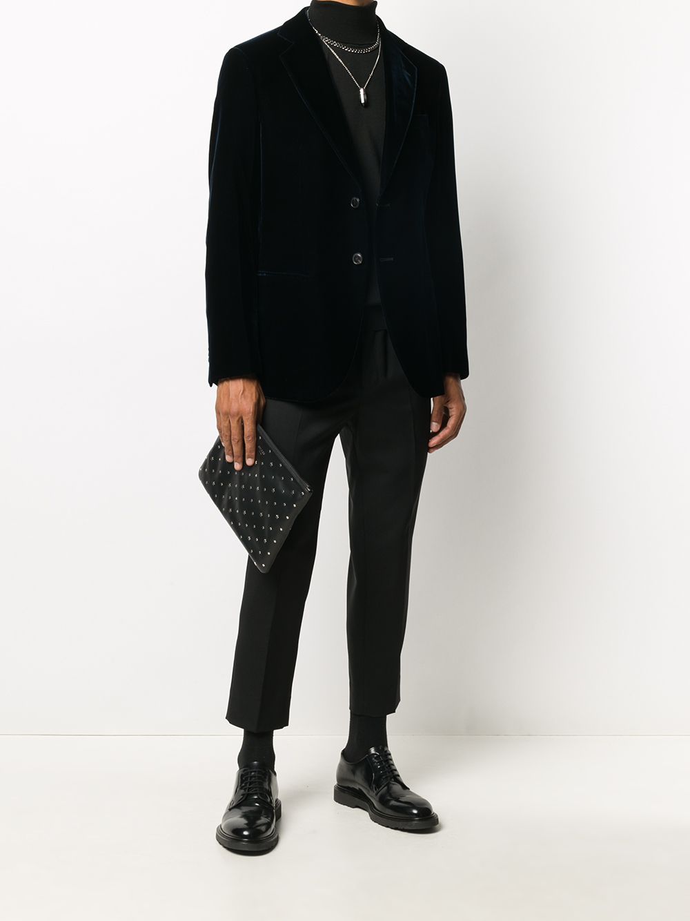 Giorgio Armani Men Velvet Single-Breasted Blazer Jacket