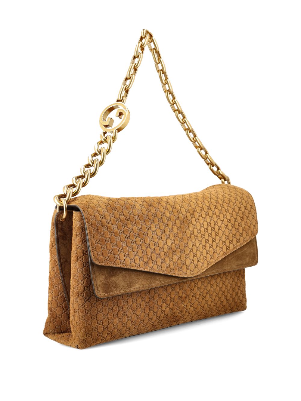 Gucci Women Gg Chain Suede Leather Shoulder Bag