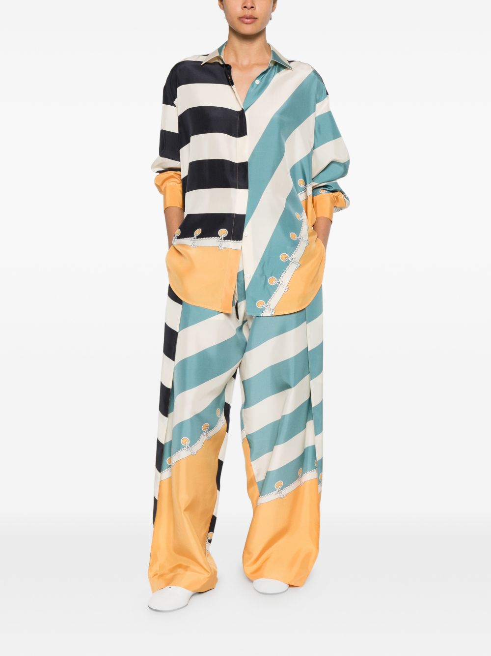 Loewe Women Printed Silk Trousers