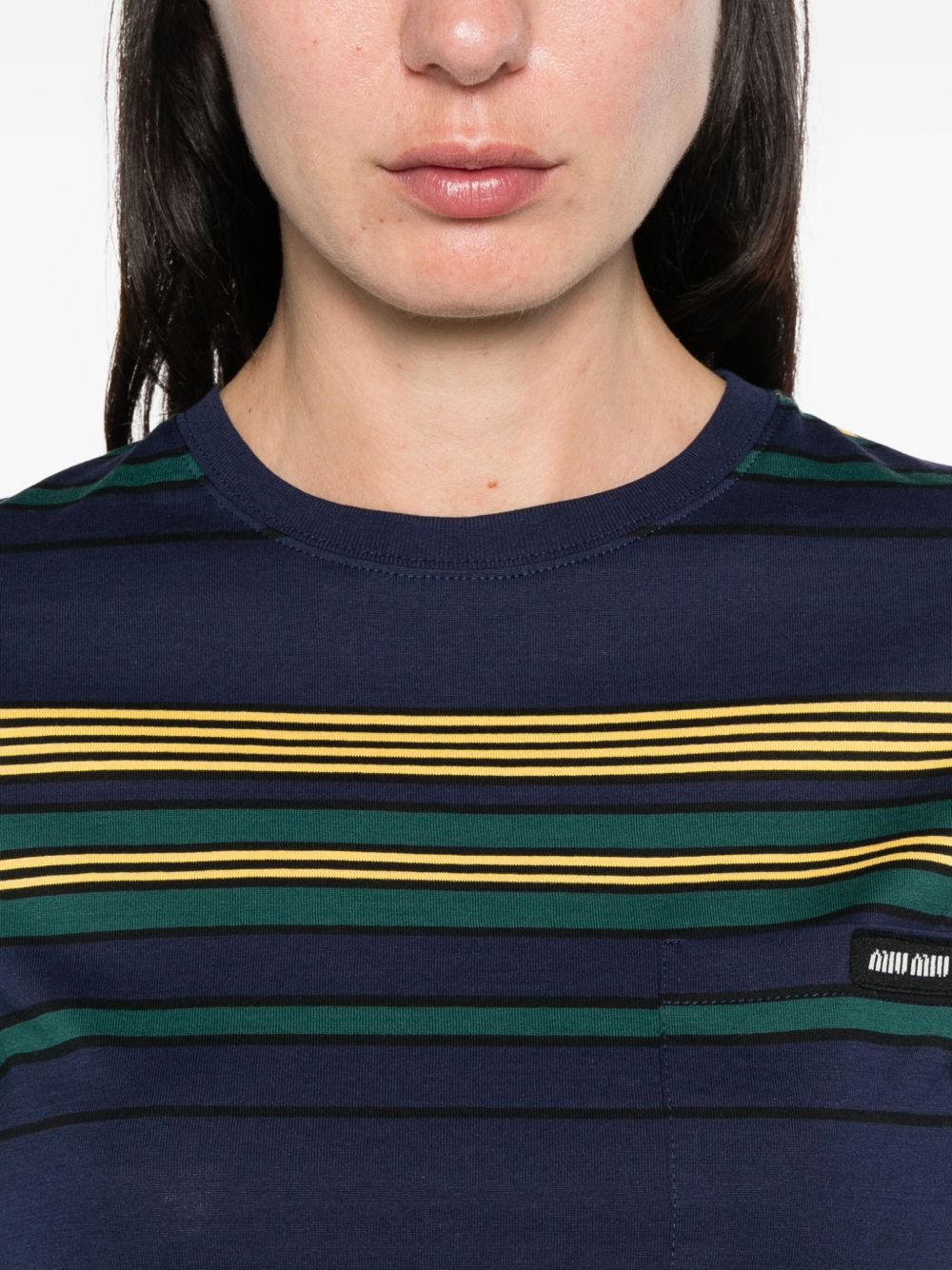 Miu Miu Women Striped Cotton T-Shirt