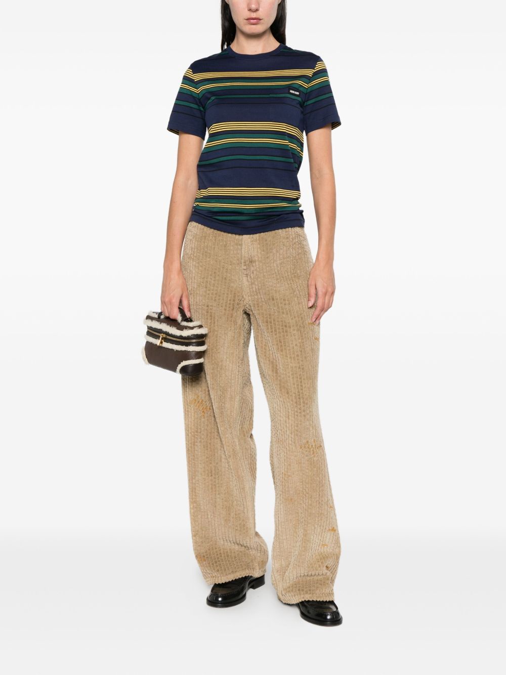 Miu Miu Women Striped Cotton T-Shirt