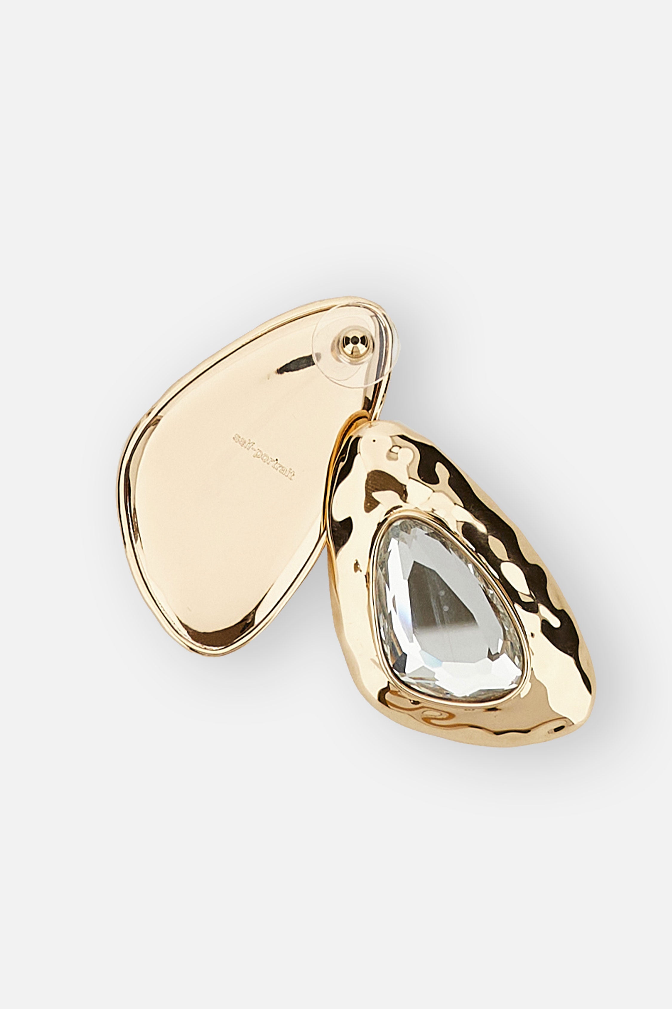 Self-Portrait Women Hammered Gold Crystal Earrings