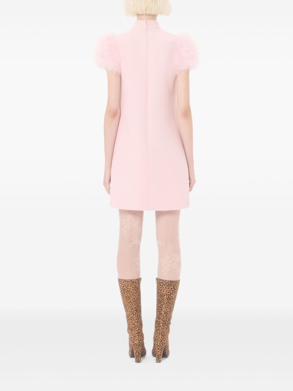 Valentino Women Feathered Wool And Silk Dress