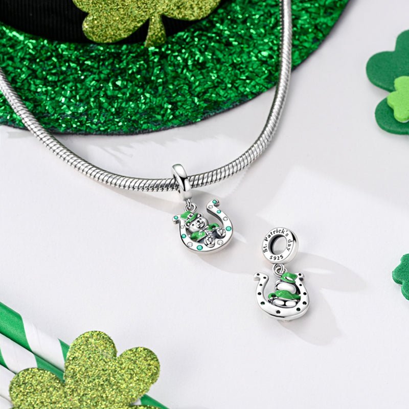 St. Patrick’s Day Lucky Bear & Horseshoe Dangle Charm