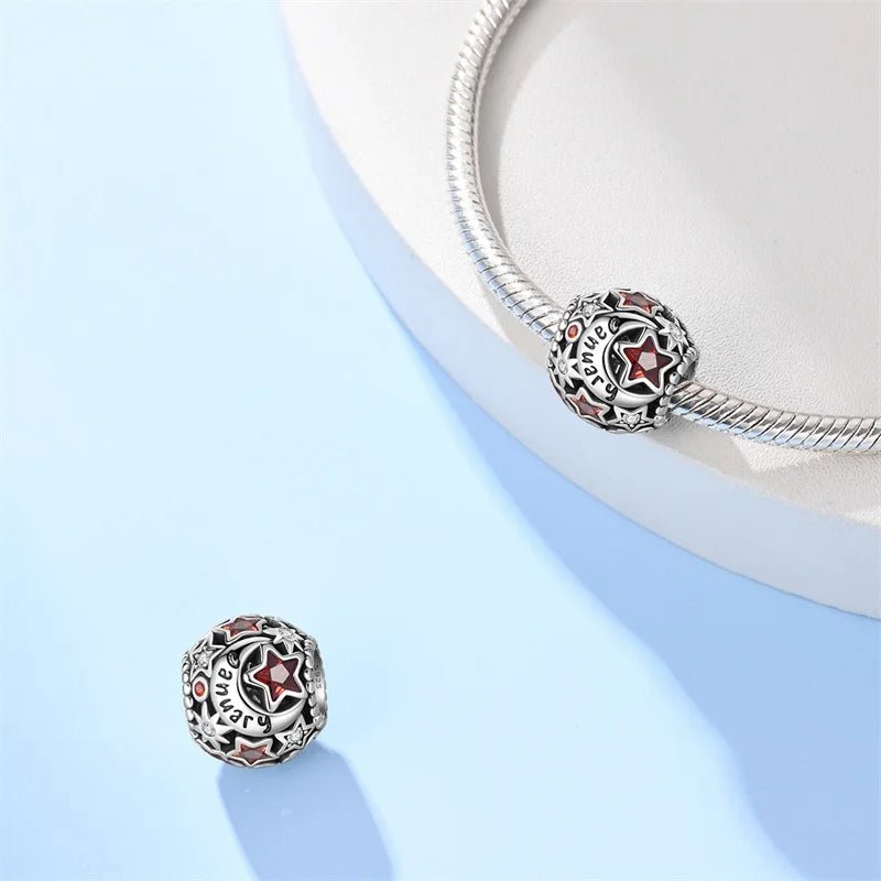Star & Moon Birthstone Charm