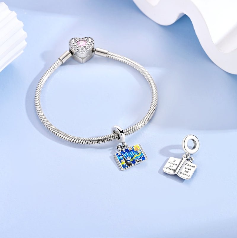 Starry Night Painting & Dream Book Dangle Charm