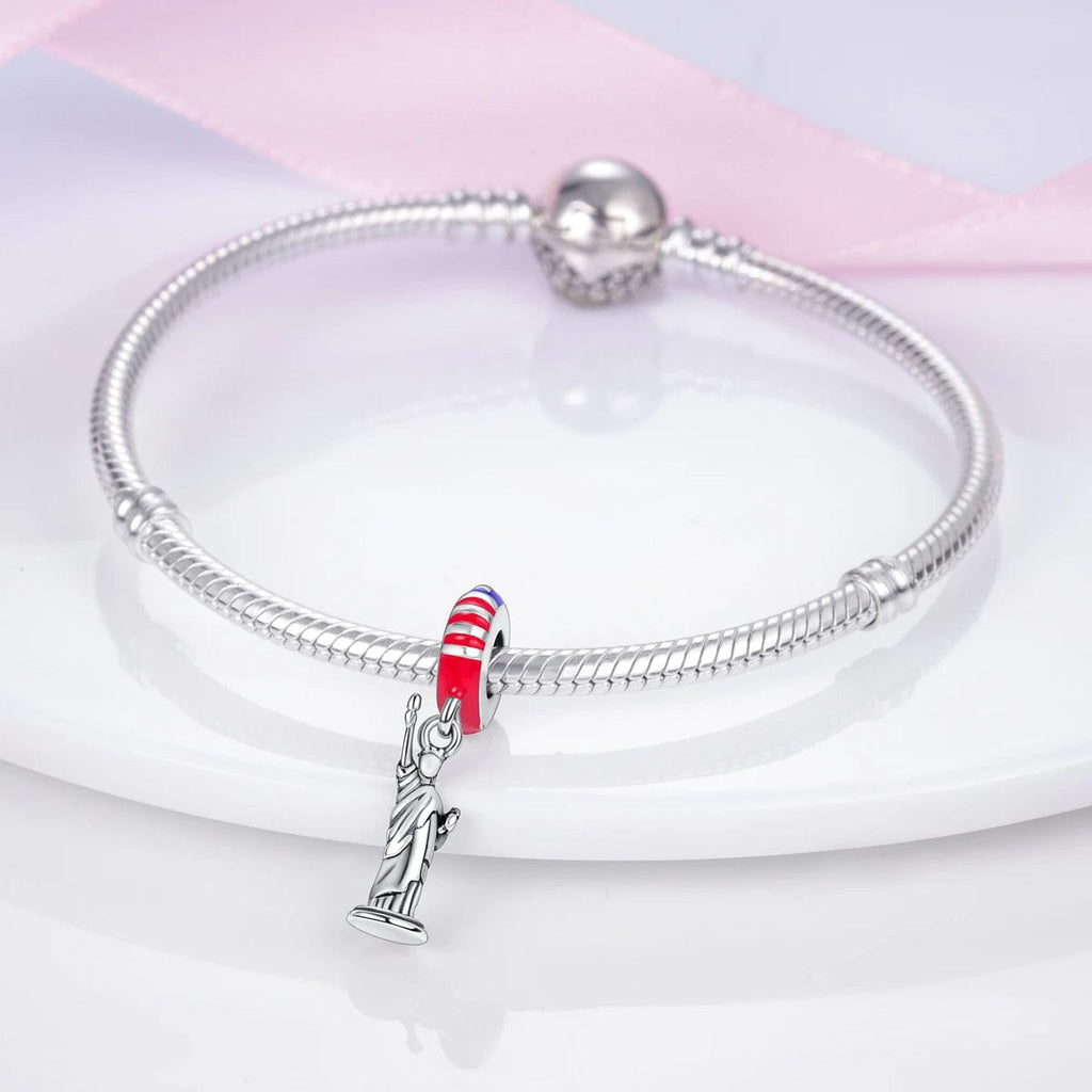 Statue of Liberty Monument USA Flag Dangle Charm