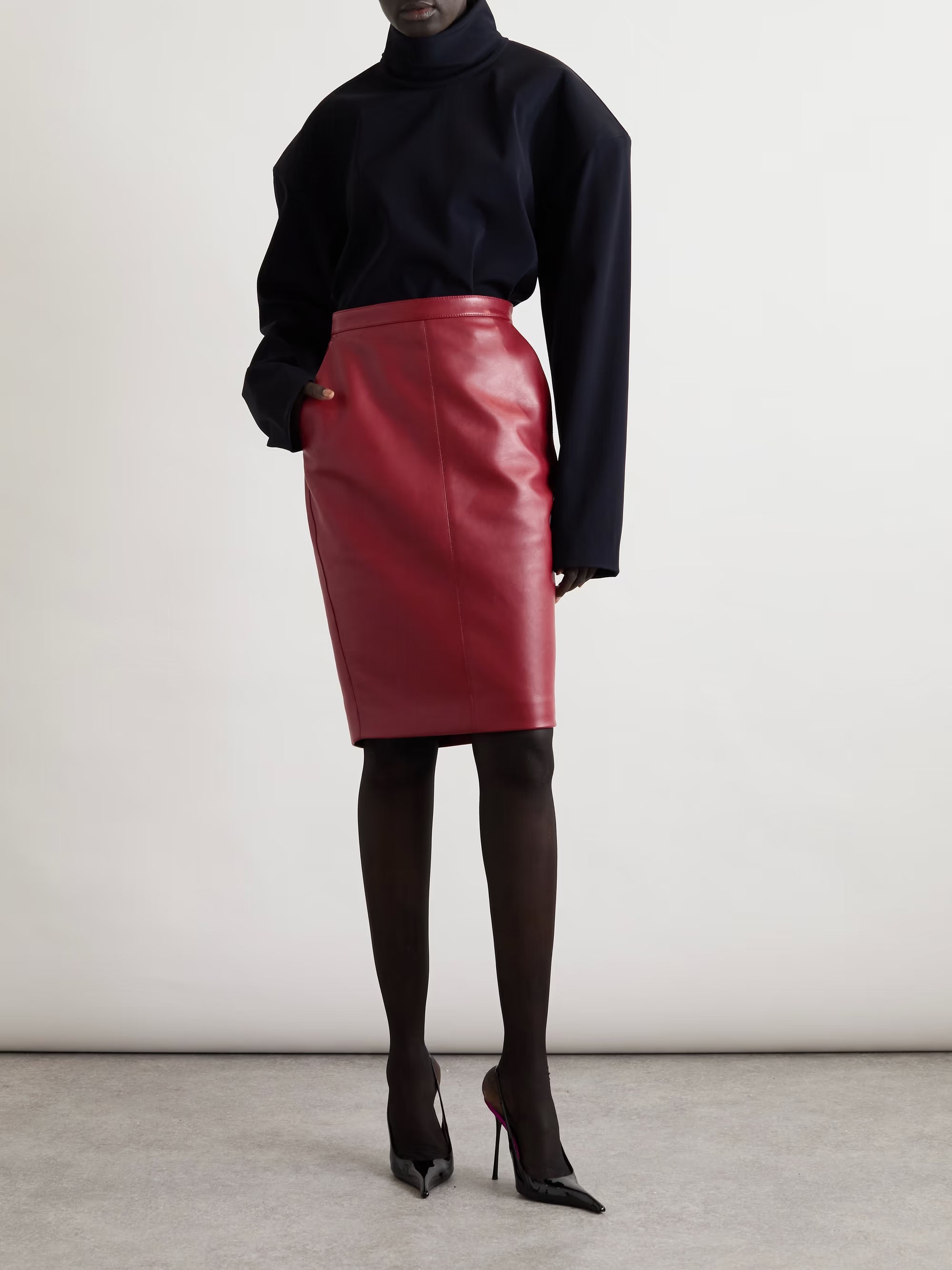 Saint Laurent Women Leather Skirt