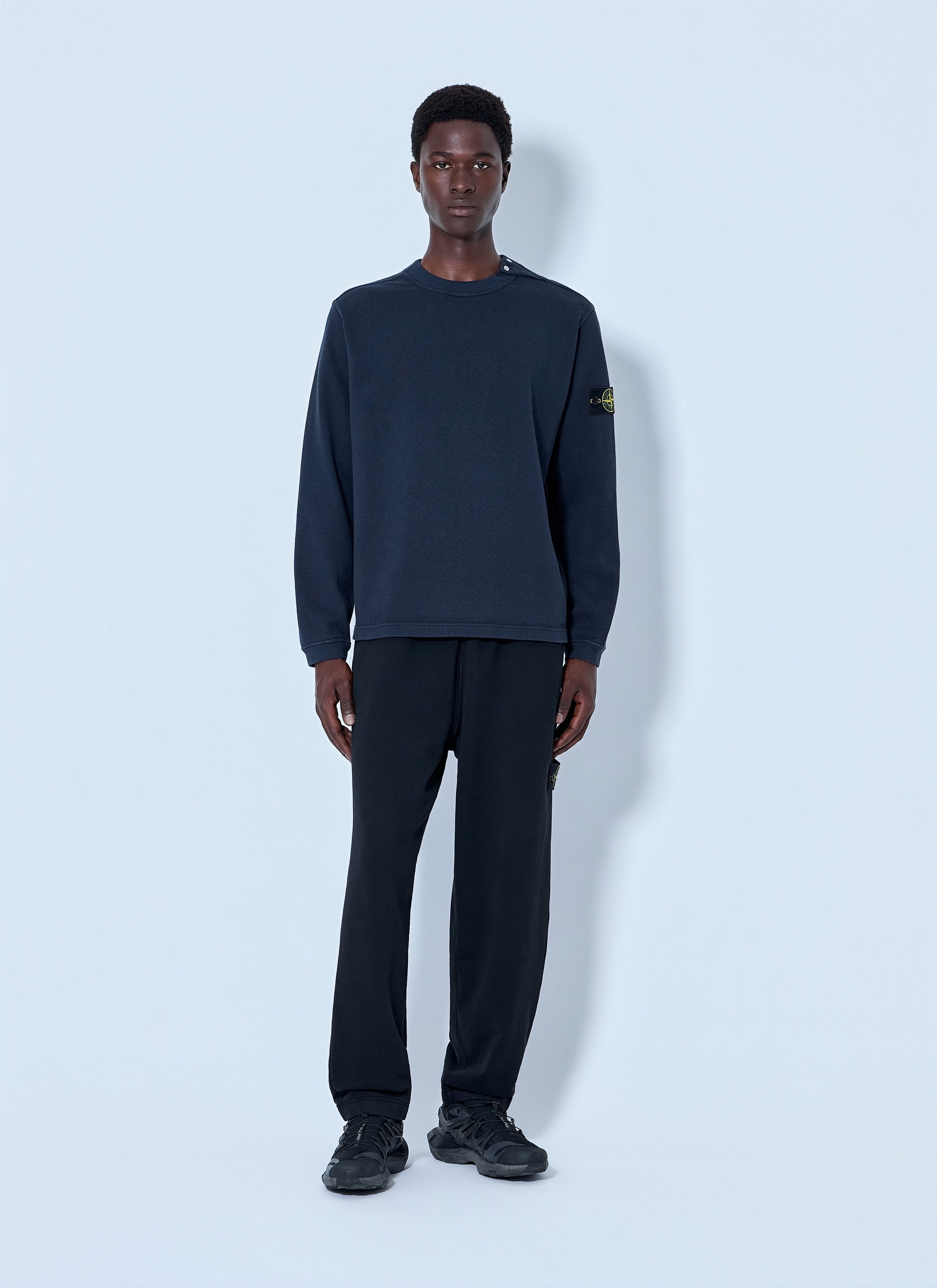Stone Island Men Crewneck Sweatshirt With Sleeve Logo Patch