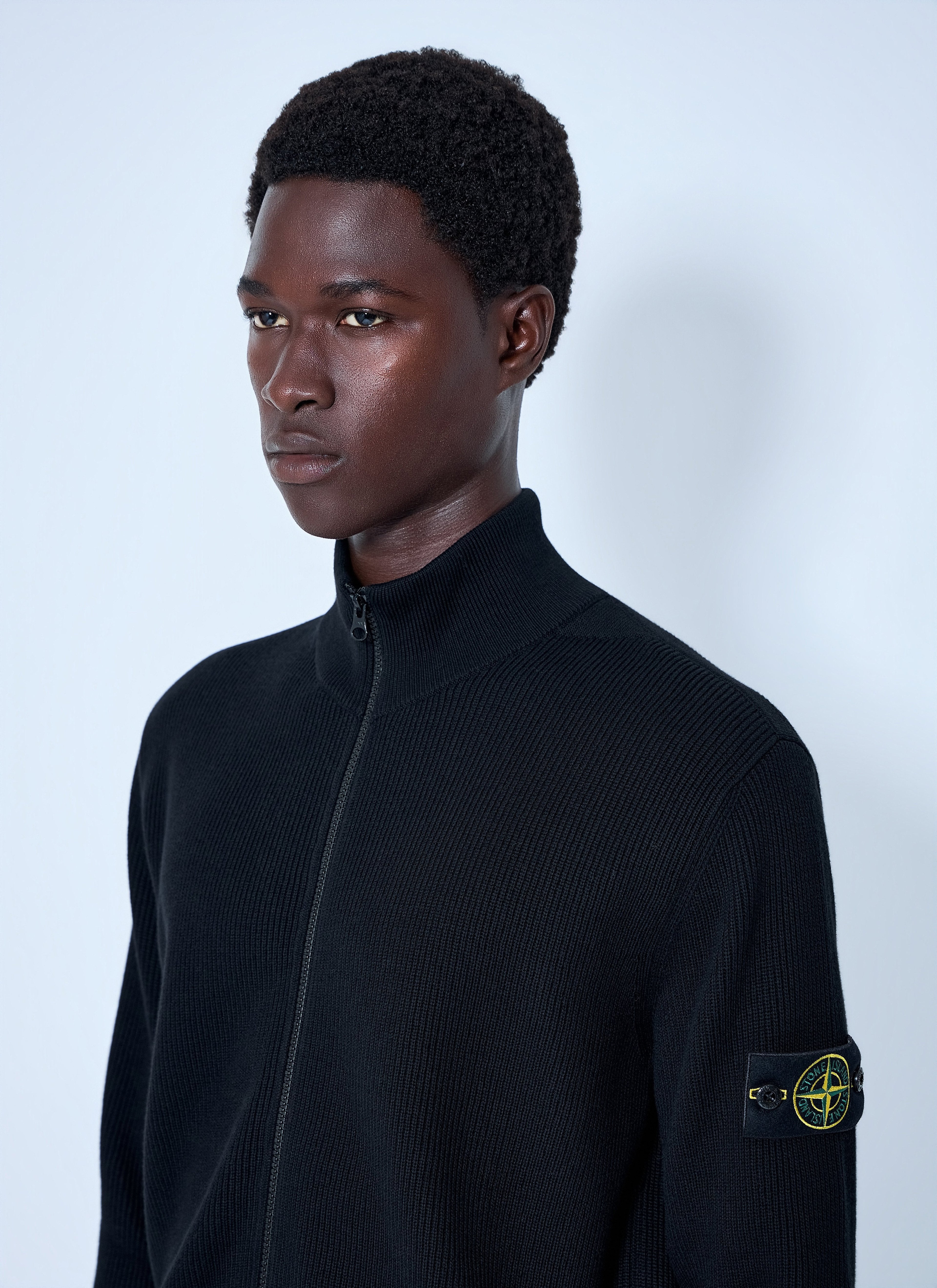 Stone Island Men Ribbed Zip-Up Jacket