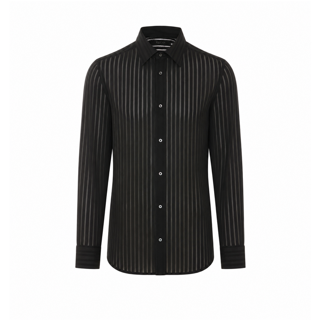 Gucci Men Striped Silk Gauze Shirt
