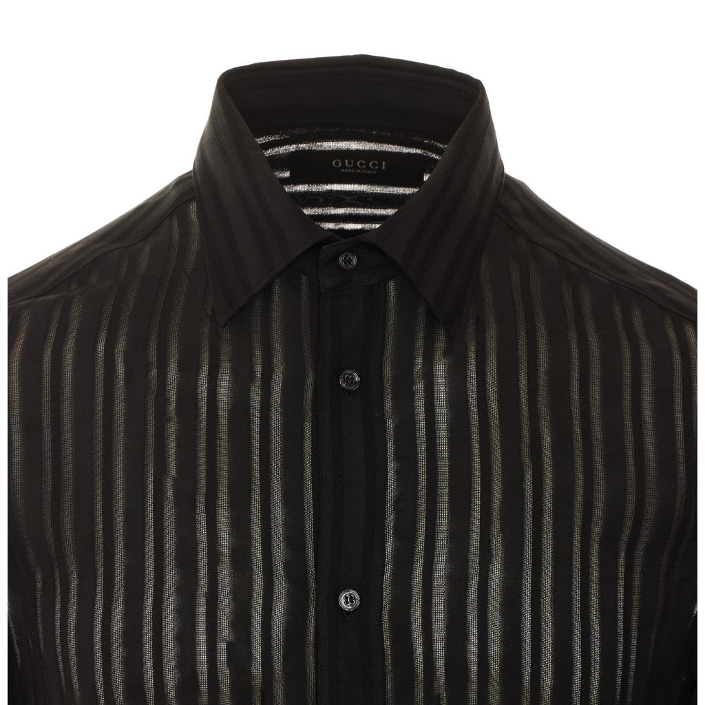 Gucci Men Striped Silk Gauze Shirt