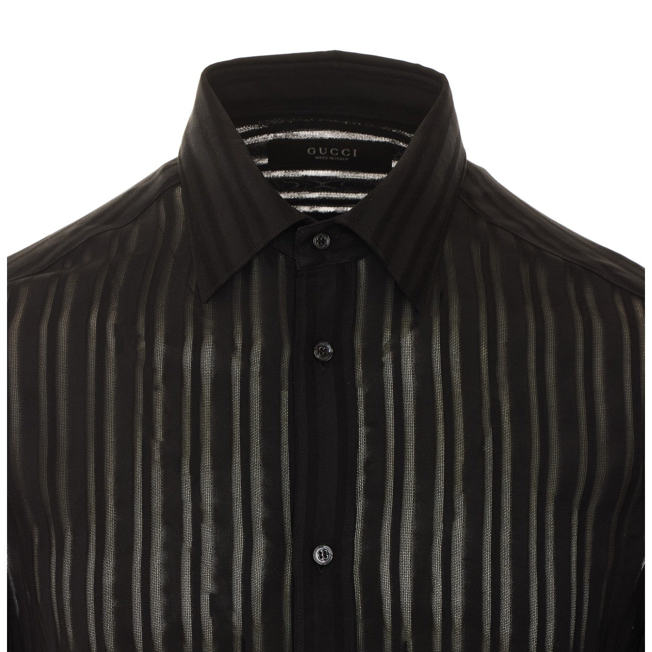 Gucci Men Striped Silk Gauze Shirt