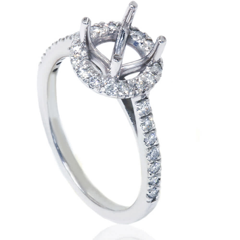 1/3ct Halo Diamond Ring Setting 14K White Gold Size Selectable