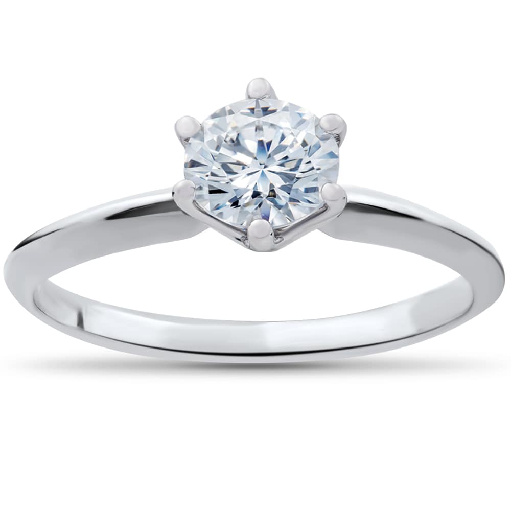 1/2ct Round Solitaire Diamond Engagement Ring 14k White Gold Enhanced