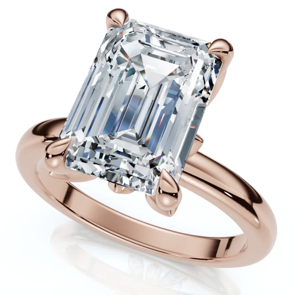 2.05Ct Emerald Cut Certified Diamond Hidden Petal Engagement Ring Gold Lab Grown