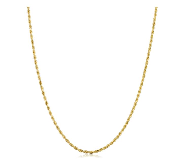 10k Yellow Gold 1.5-mm Semi Solid Rope Chain Necklace
