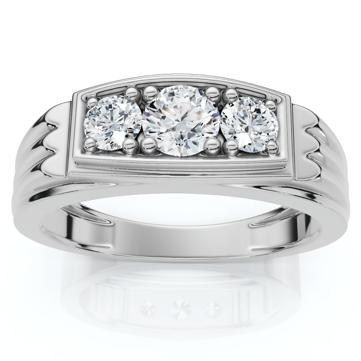 3/4ct Diamond Mens 14K White Gold Wedding Ring Size Selectable