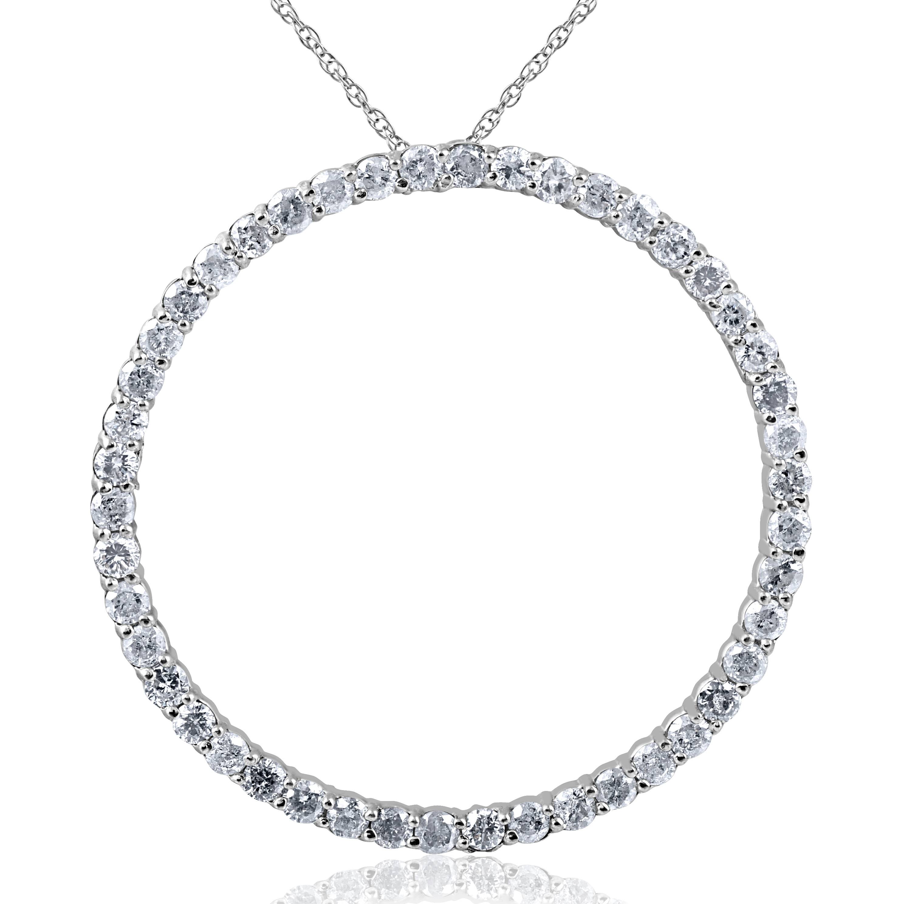 2ct Circle Eternity 14K White Gold Diamond Pendant